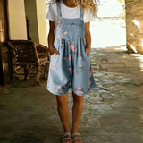 Judy | Vintage Washed Soft Cotton Feel Denim Λουλουδάτο Ολόσωμο Σακάκι