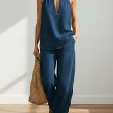 Ιβυ | Vintage Washed Soft Denim-Look Δίδυμο Σετ