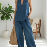 Ιβυ | Vintage Washed Soft Denim-Look Δίδυμο Σετ